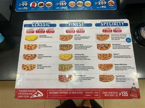 domino menu near me|Dominos Menu Philippines (2024) — Philippine Menus.